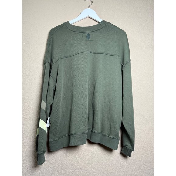 Free People Women’s Olive Green Graphic Sweatshirt Cotton & Polyester Crewneck S - Picture 2 of 9